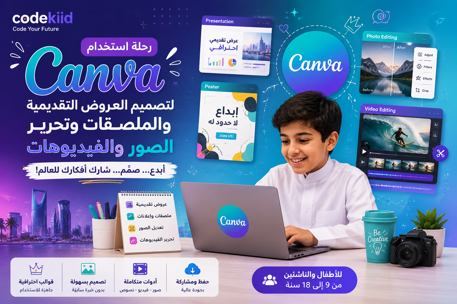 رحلة استخدام Canva لعمل Presentation - Poster - Edit Videos & Images